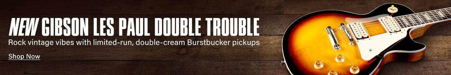 New Gibson Les Paul Double Trouble. Rock vintage vibes with limited-run, double-cream Burstbucker pickups. Shop Now.